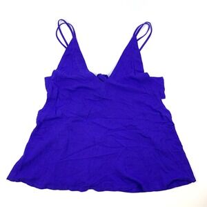 Lulus Adrift Tank‎ Top Sz M Periwinkle Blue Tie Back Low Cut Boxy Festival BoHo